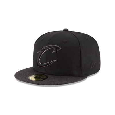 Black Cleveland Cavaliers Hat - New Era NBA Shadow Tech 59FIFTY Fitted Caps USA5749610